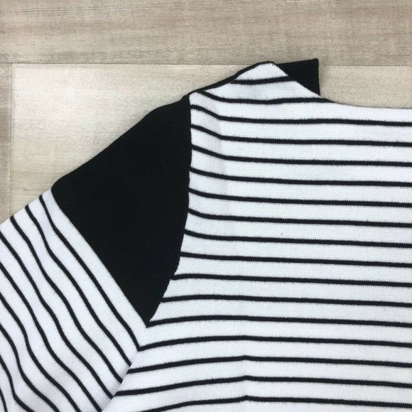 Rondina $195 Boat Neck Crop Knit Top Striped Black - Picture 6 of 12